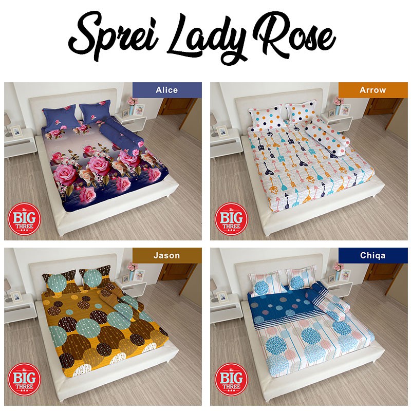 LADY ROSE Sprei 180x200 BANTAL 4 motif Alex Weren Gavin Nathan Liandra Ersa Keyla Kenan Tundra Rino Dalila Luvia Sava Aldo Rio Teja Ocha Petter Pikka Inara - 180 B4 ladyrose SP