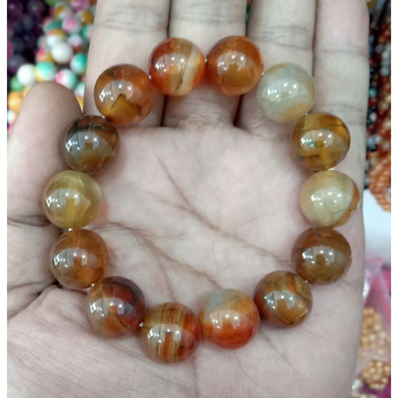 RCC23. Gelang batu giok natural ukuran 14 mm