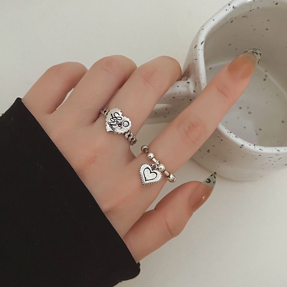 Cincin Antik Bentuk Geometris Warna Silver Gaya Punk Untuk Pria Dan Wanita