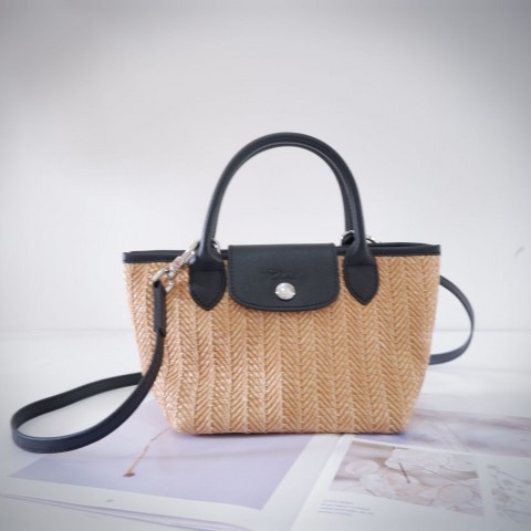 TAS WANITA LE PLIAGE MINI BAG IN WOVEN STRAW