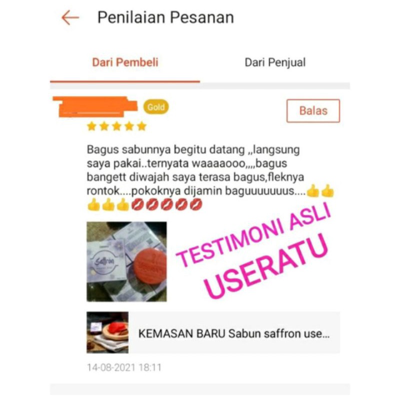 [BPOM] USERATU SABUN SAFFRON PEMUTIH WAJAH ALAMI GLOWING ANTI JERAWAT DAN FLEK HITAM