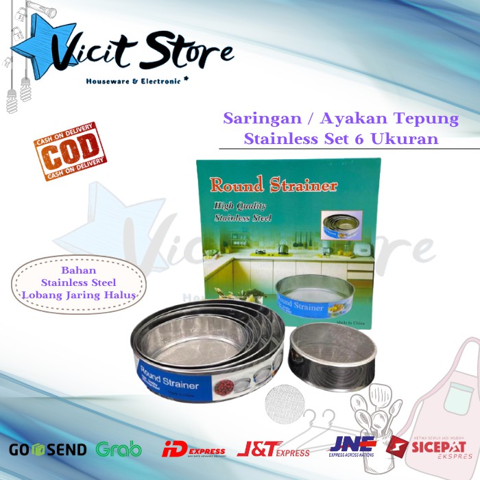 Saringan / Ayakan Tepung Stainless Set 6 Ukuran