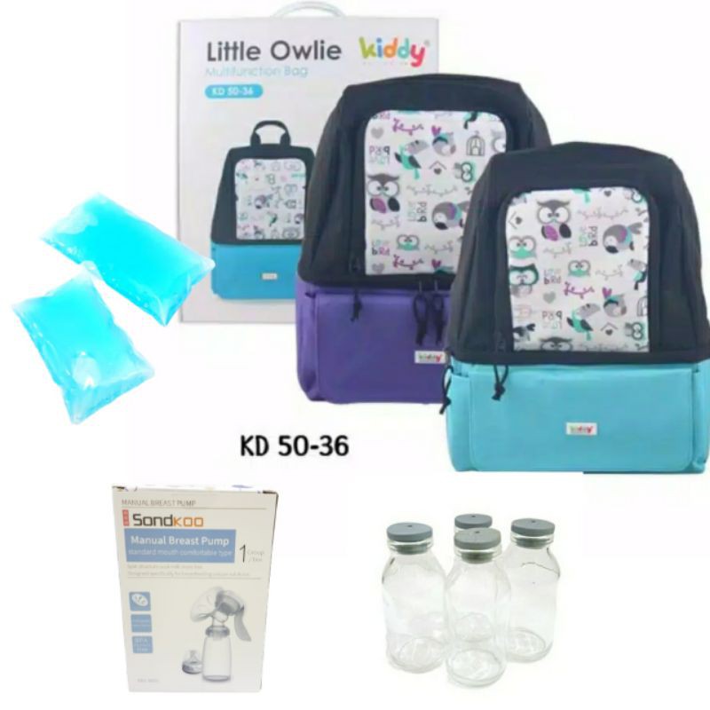 Kiddy Little Owlie Multifunction Bag / diaper dan cooler bag -5036 / PAKET BOTOL DAN ICE GEL S1