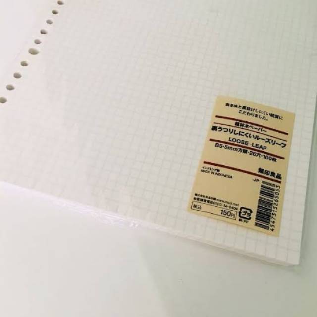 

Muji Loose Leaf A4/B5/A5 5mm Grid (Kotak-kotak) isi 100