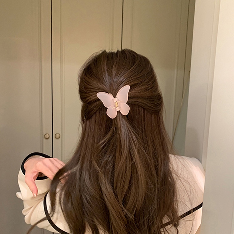 FAIRY BUTTERFLY FROSTED ACRYLIC KOREAN HAIR CLAW JAW CLIPS MINI SMALL JEPIT JEPITAN BADAI JEDAI KLIP RAMBUT KUPU-KUPU KUPU KUPU KECIL KOREA WANITA WOMEN THICK HAIR ACCESSORIES CLUTCHER CLIP ACRYLIC SOLID COLOR MEDIUM FROSTED HARICLIP