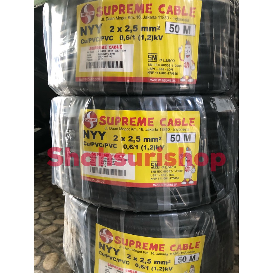 KABEL SUPREME NYY 2x2,5 MM HITAM KAWAT 50M 50 M METER limited sto