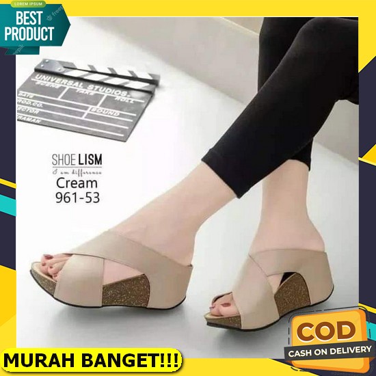 Wedges Wanita Murah Wages Wajes Sandal 2022 Wegdes Wadges Cewek Kekinian Import Weges Terbaru Wedges
