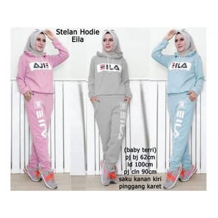 Gaun / dress wanita / cewe 6998 TRAINING SETELAN HODDIE ELLA BAJU MUSLIM WANITA DEWASA MODIS - PINK