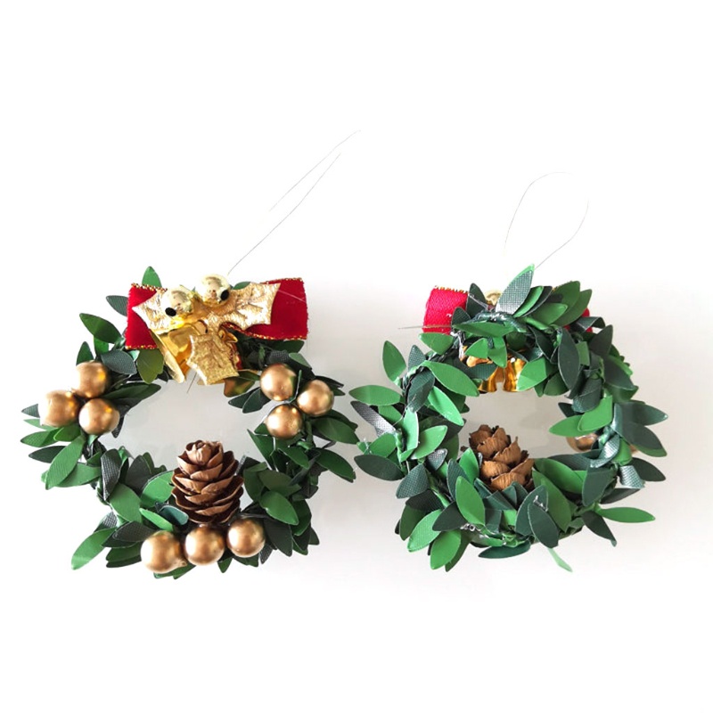 Zzz 5Pcs / Set Miniatur Wreath Bunga Natal Untuk Dekorasi Rumah Boneka