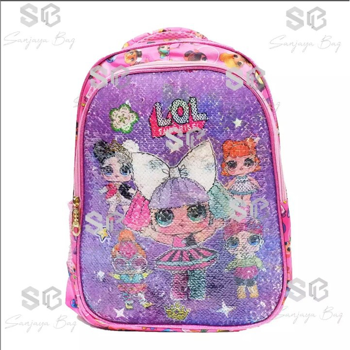 Tas Ransel Usap Lol Tas Sekolah Anak Perempuan Tas Fashion Anak Tas Usap 2 Gambar