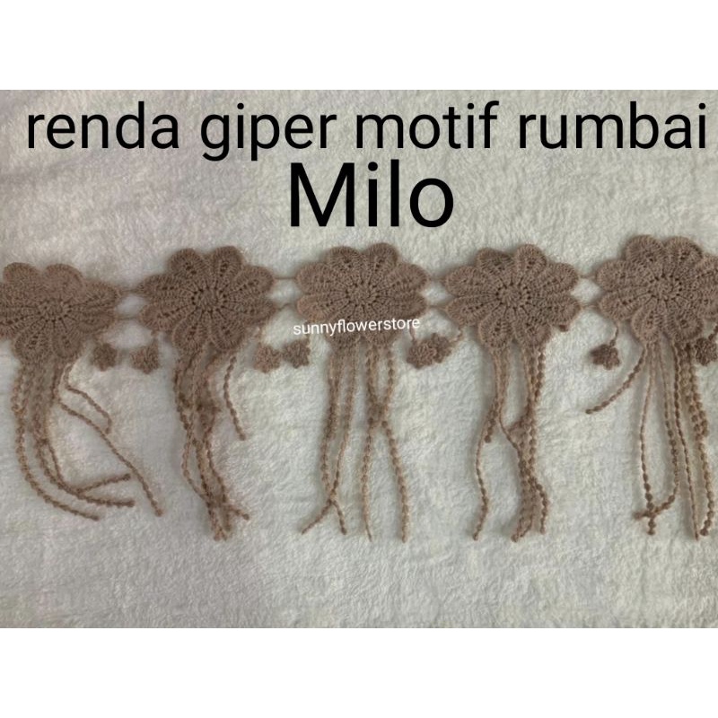 RENDA GIPER MOTIF RUMBAI tinggi 15 CM HARGA PER 1 YARD