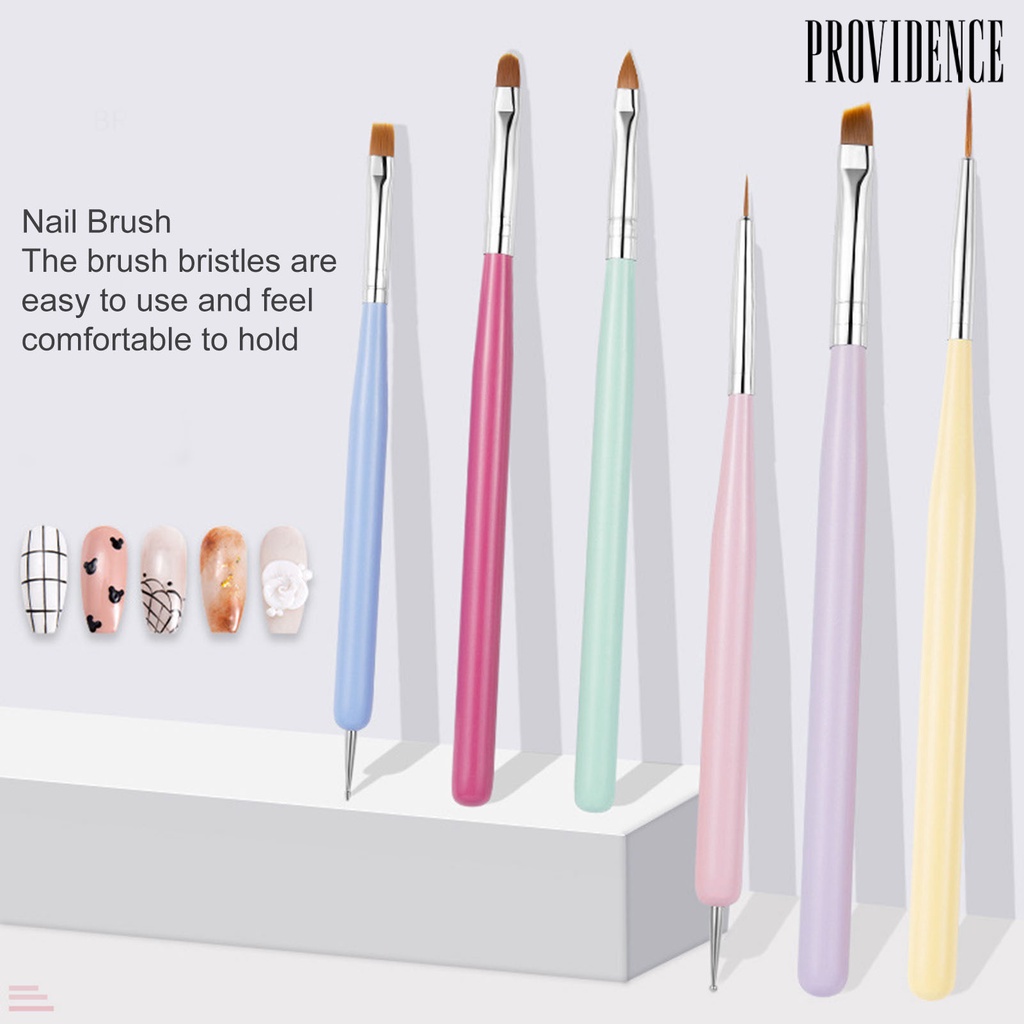 Providence 6pcs / Set Pen Brush Nail Art Warna Macaron