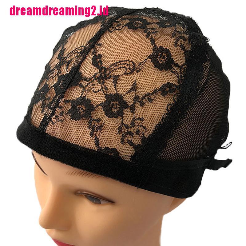 （✔✔❤Topi Jaring Rambut Bahan Lace Mesh Dengan Strap Adjustable Untuk Membuat Wig