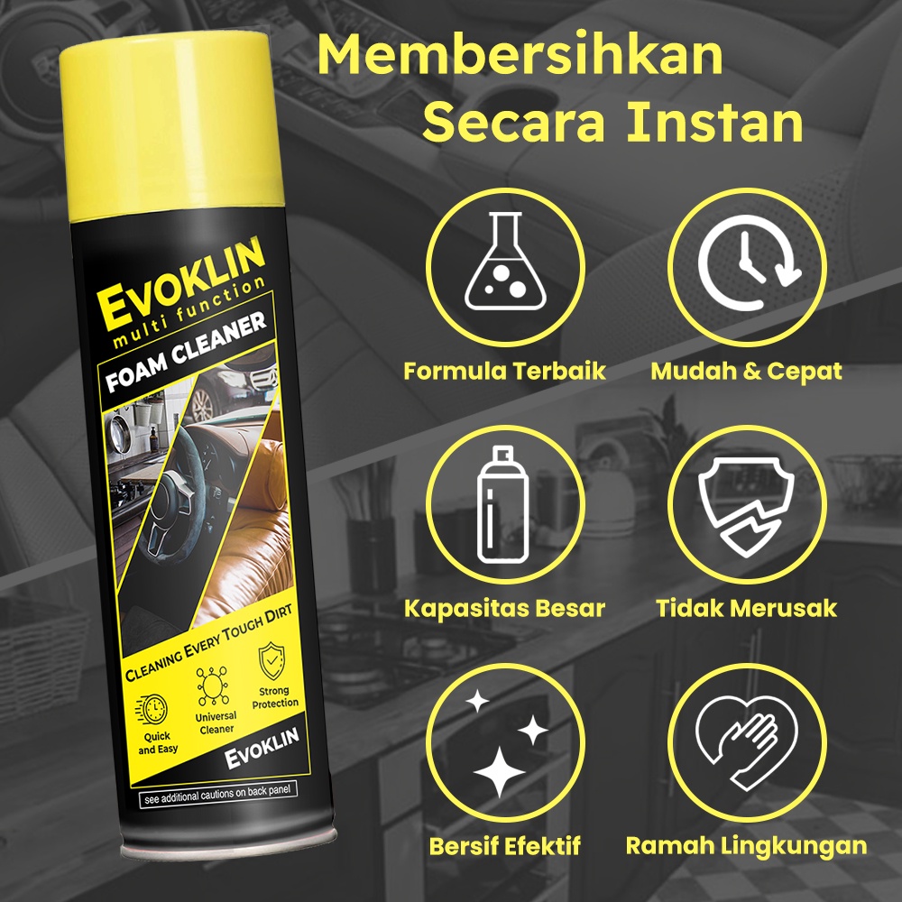 Evoklin Multipurpose Foam Cleaner Pembersih Mobil Motor Lantai Kaca Sepatu Peralatan Dapur Toilet Kamar Mandi-1