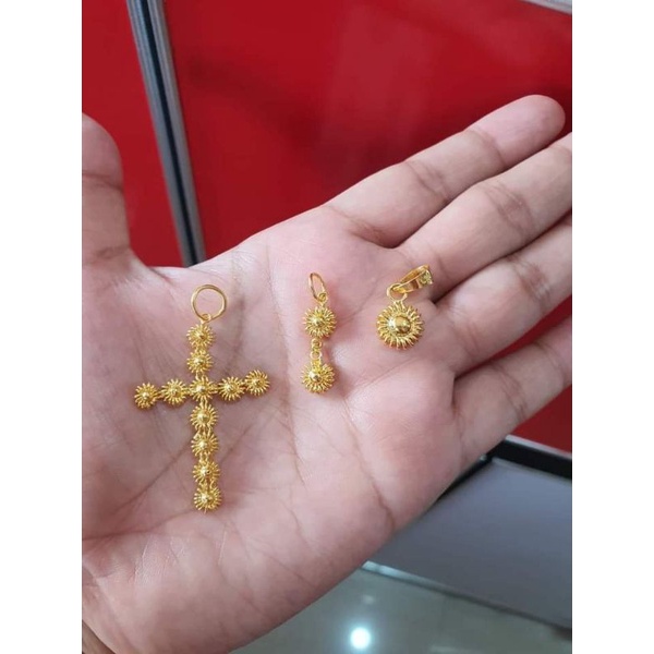 Liontin salib emas london 24K Kadar 99,99.