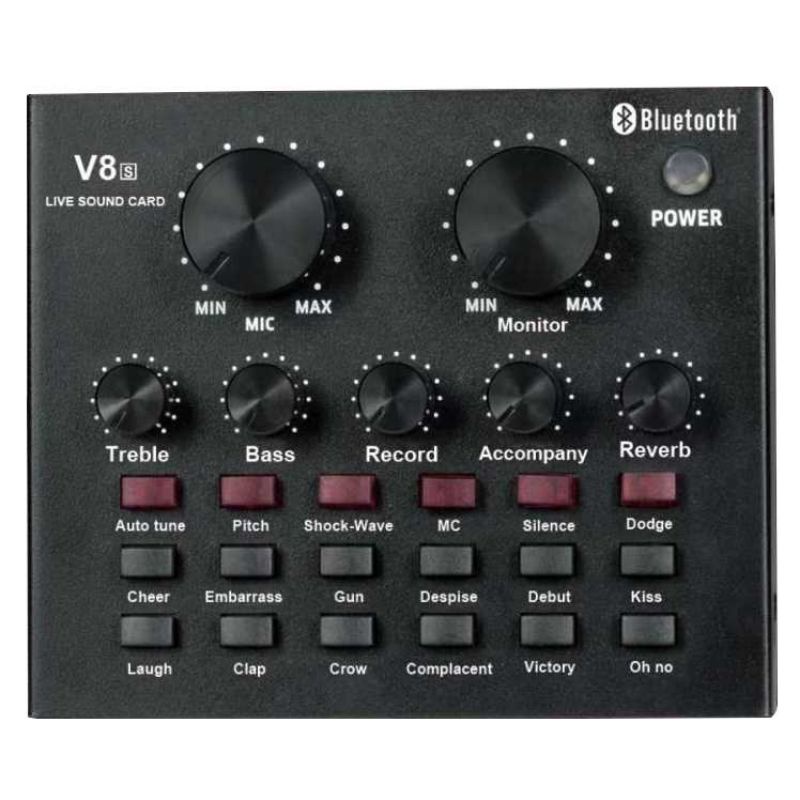 Bluetooth Audio USB External Soundcard Broadcast Mic V8U