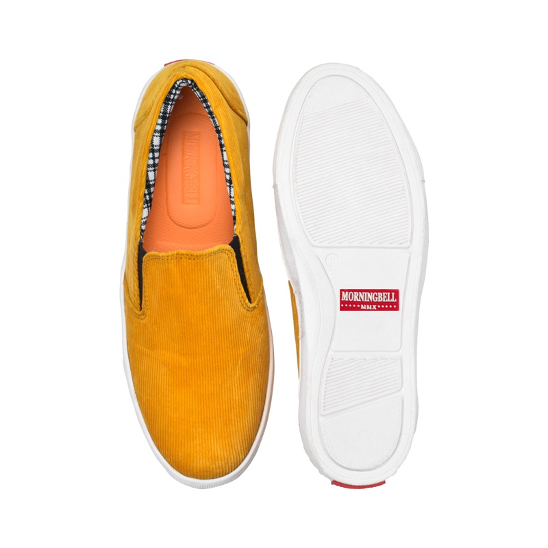 Morningbell - Sepatu pria slip on casual mojo LIGHT TAN WHITE SOLE