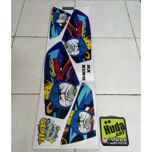 Striping lis sticker variasi yamaha RX KING DORAEMON biru-hitam-merah