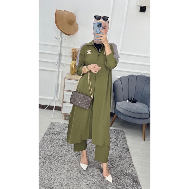 WILI MUSLIM   / DIFANA SETCEL TUNIK PREMIUM TERBARU 2022 / BAHAN KOREAN CEY CRINKLE / SETCEL TUNIK W