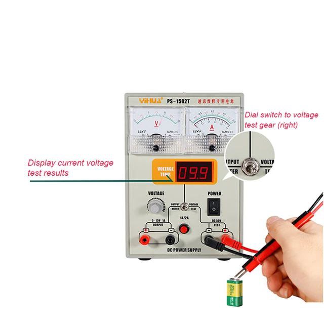 DC Power Supply 15V 2A YiHua PS-1502T max. 2A 15V - Test &amp; Repair servis DC POWER SUPPLY YIHUA ps 1502T 2 AMPER 0-15V DC ORIGINAL