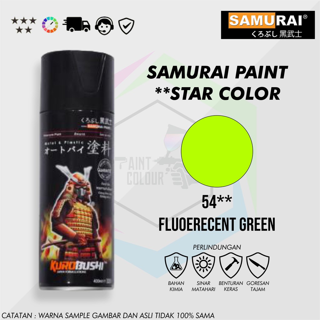 Samurai Paint 54** Fluorecent Green/Scotlite Hijau Cat Semprot/Pylox