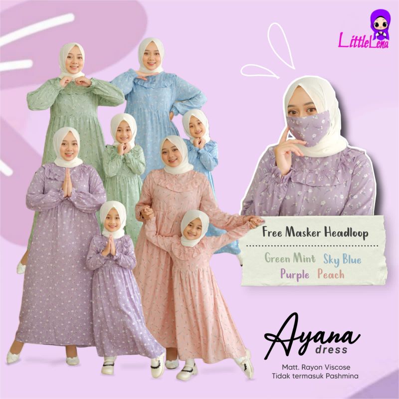 LittleLena Ayana Dress Couple Ibu Dan Anak 1-12 Thn Bahan Rayon Viscose