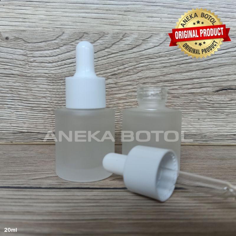 BOTOL PIPET 20 ML FROSTED TUTUP PUTIH / ANEKA BOTOL KOSONG MURAH ORIGINAL