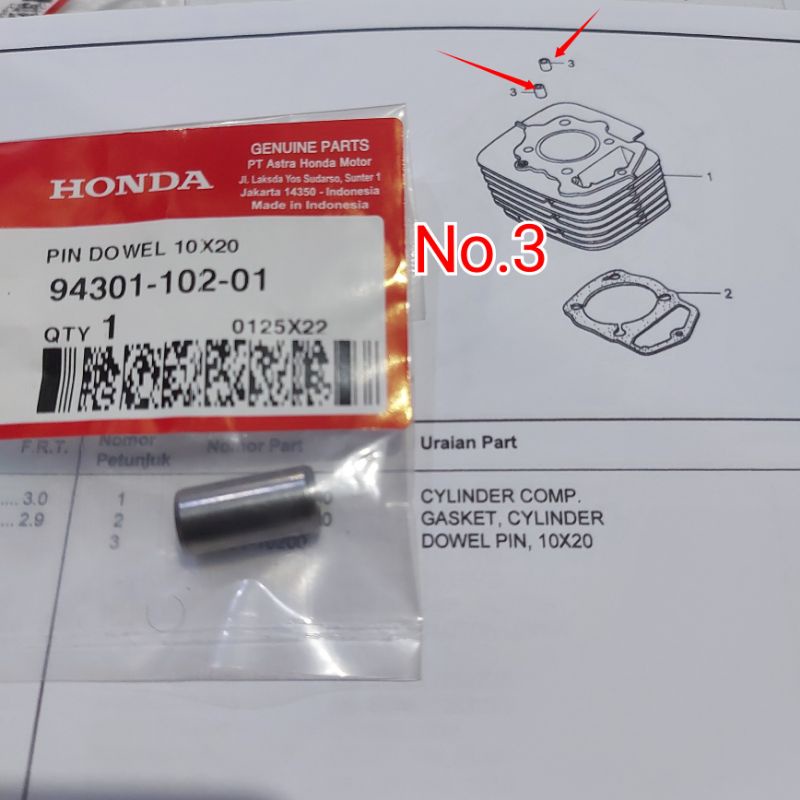 Pin Dowel Bosh Bos Boring Kop Honda Tiger Mega Pro Original