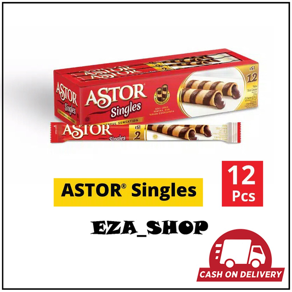 

[TERMURAH] ASTOR SINGLES 12 Pcs @18gr / WAFER COKLAT / WAFER ROLL