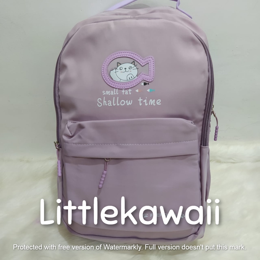 LK/Tas Ransel Laptop Backpack Parasut Sekolah Fashion Anak Remaja Cat Fish Animal Import