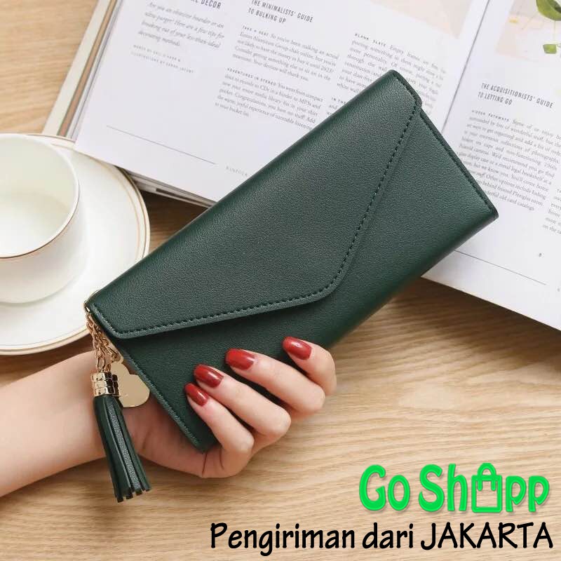 Dompet Panjang Wanita - Dompet Fashion Korea Import - Dompet Wanita Dengan Gantungan Love [PJ01]