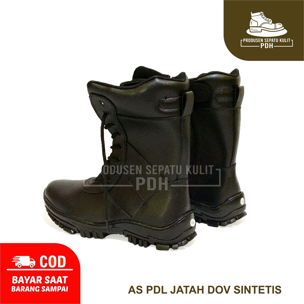 SEPATU PDL JATAH POLRI TNI KULIT HITAM TALI RESLETING DINAS POLISI SATPAM SEPATU SECURITY