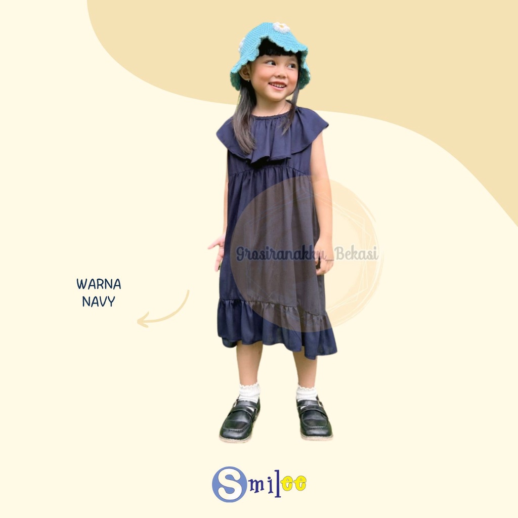 Dress Anak Smile Loly Warna Navy 1-5Thn