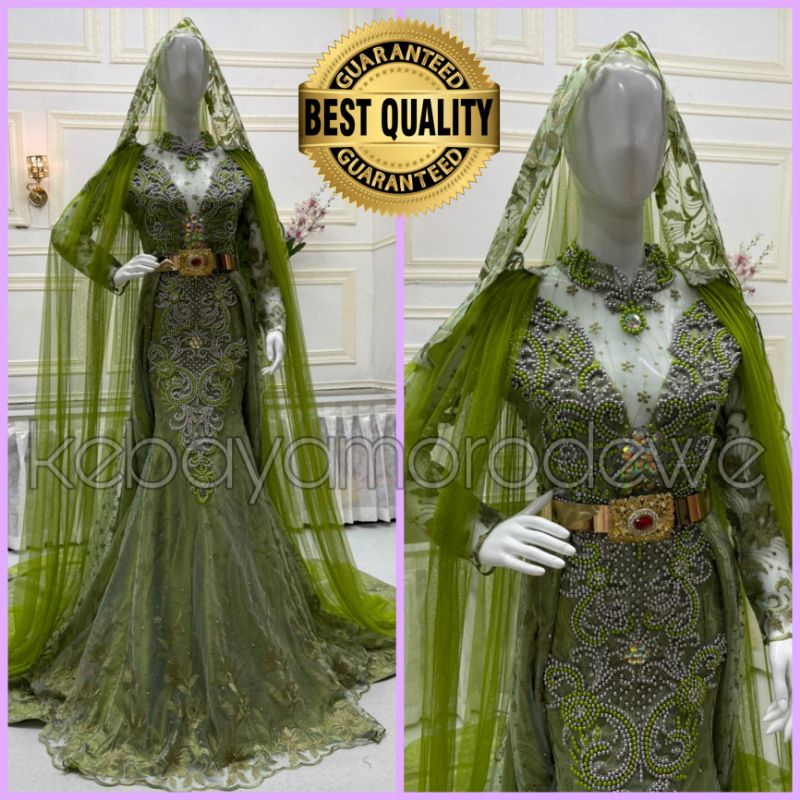 Gaun Pengantin Slim Duyung Mutiara Berekor / Kebaya Pengantin Duyung Mutiara