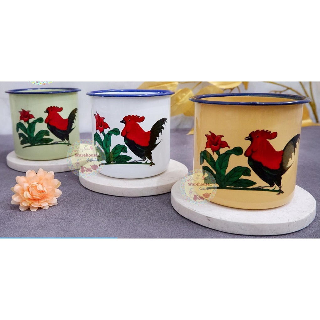 Mug cangkir Ayam Jago 7cm Enamel Gelas Karakter blek seng jadul