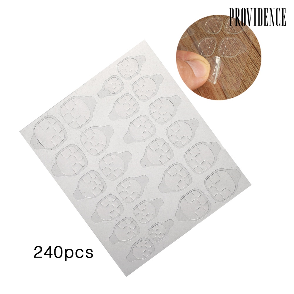 240pcs Stiker Perekat Kuku Palsu Warna Transparan Sekali Pakai Untuk Nail Art
