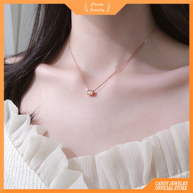Kalung Rantai Klavikula Desain Pinggang Kecil Warna Permen Gaya Korea Untuk Wanita
