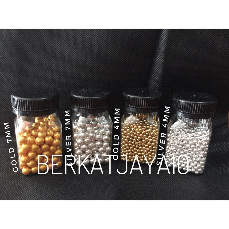 Sprinkle Mutiara Silver Gold Pearl Hiasan Kue Trimit Dekorasi Edible