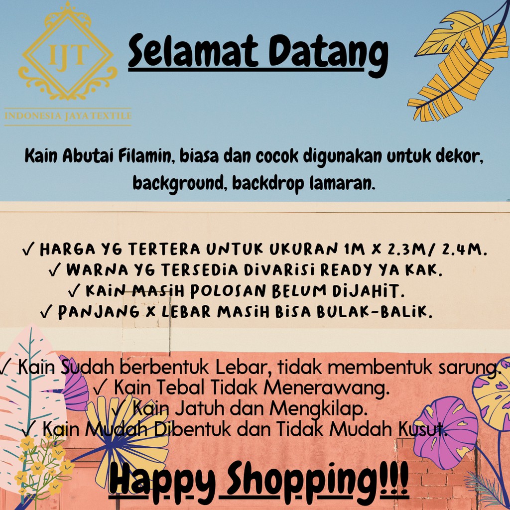 (HARGA PER METER) KAIN DEKORASI, FILAMIN, ABUTAI, KAIN DEKOR, HAIKIT, HYGET (WARNA 1)-1
