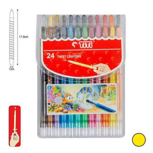 Crayon Titi / Oil Pastel TITI Model Putar isi 12 Warna,24 Warna