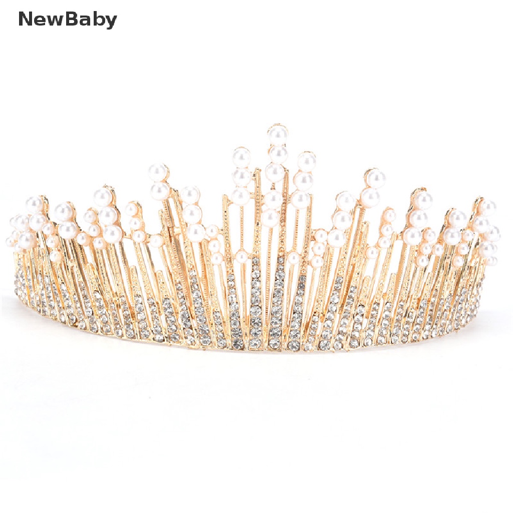 NewBaby Pearl Crystal Tiara Rhinestone Hair Accessories Crown Wedding Bridal Headband ID