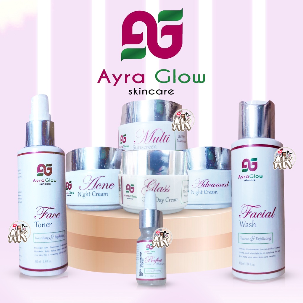 AYRA GLOW ECER ( CREAM DAY &amp; NIGHT (ACNE / WHITENING) / FACE TONER / FACIAL WASH / SERUM )