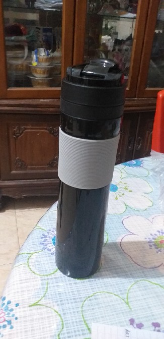 Termos Air Panas Portable Vacuum Coffee Model Putar 500 Ml Hitam J8n9 Botol Minum Termos Kopi Teh