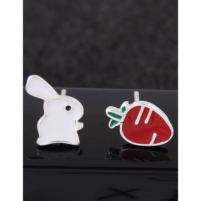 LRC Antin Tusuk Fashion Multi-color Rabbit Shape Decorated Earrings A55585