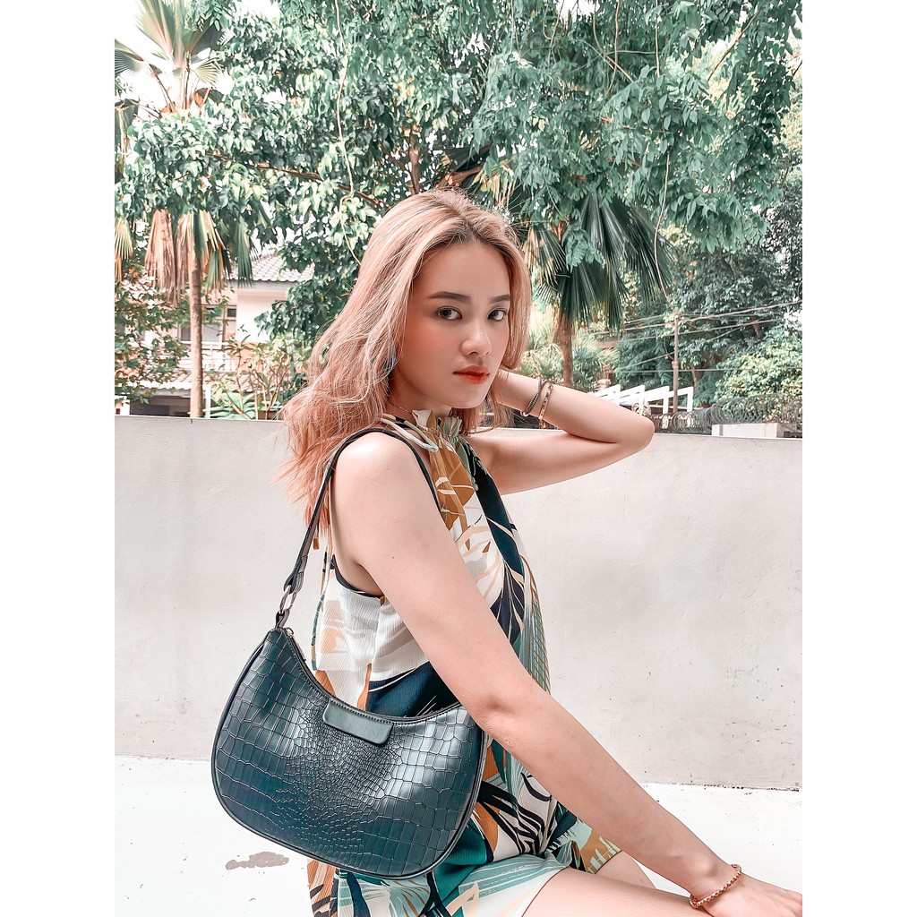 Nonataliashop - Nara Croco Tas Bahu / Baguette Bag (Free 2 Huruf)