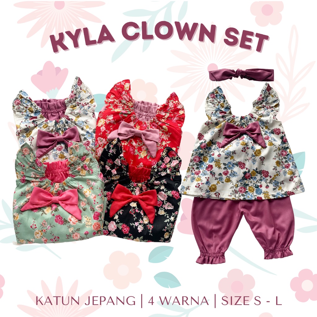 talitha MIKAYLA KYLA clown set 0-2 tahun katun jepang baju bayi fashion anak cewe setelan