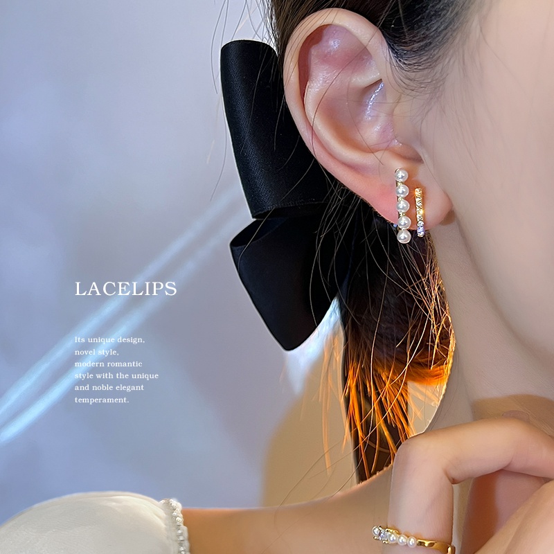AY(CN) Anting Stud Hias Kristal Mutiara Warna Emas Untuk Wanita
