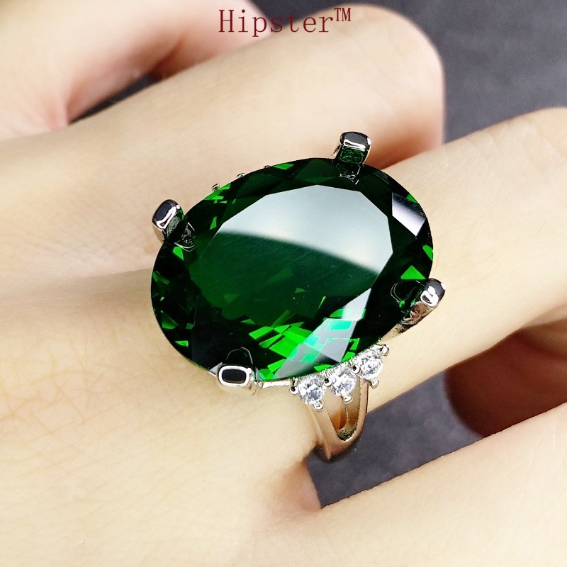 Classic Fashion Temperament Inlaid Platinum Egg-Shaped Yellow Gem Couple Romantic Ring