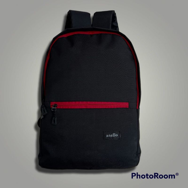 Tas Sekolah Ransel Pria Wanita Tas Punggung Sekolah-Reseleting merah