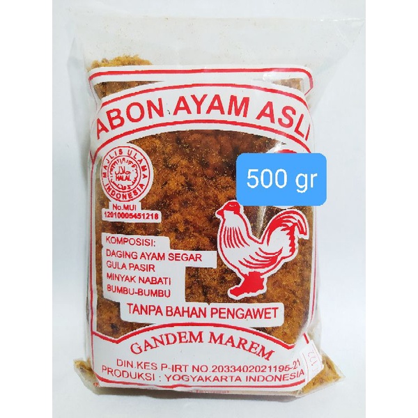 

ABON AYAM ASLI CHICKEN FLOSS GANDEM MAREM 500 GRAM TANPA MSG DAN PENGAWET